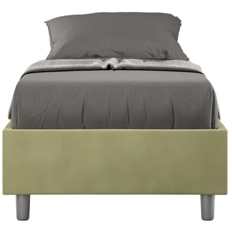 Cadre de lit 39cm en microfibre Avika - Minimalisme et Modernité Sommier-Vert kaki-90x190-Option Sommier
