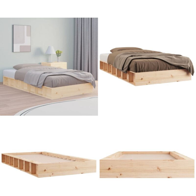 Vidaxl - Cadre de lit sans matelas 90x190 cm bois massif - Cadre De Lit - Lit Simple - Bois Massif - Lit Design - Chambre à Coucher - Home & Living