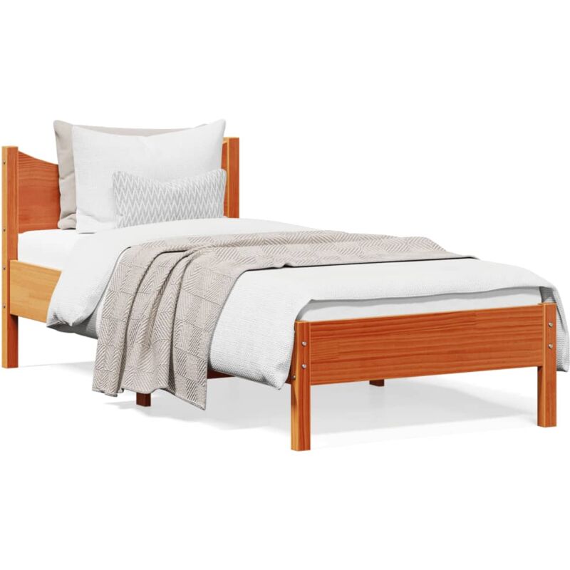 Cadre de lit sans matelas cire marron 90x190 cm bois pin massif - Vidaxl
