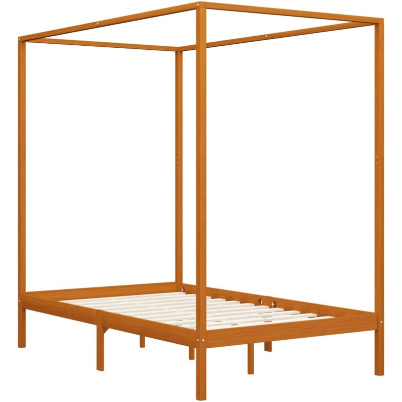 Cadre de lit à baldaquin sans matelas bois massif 120x200 cm Vidaxl