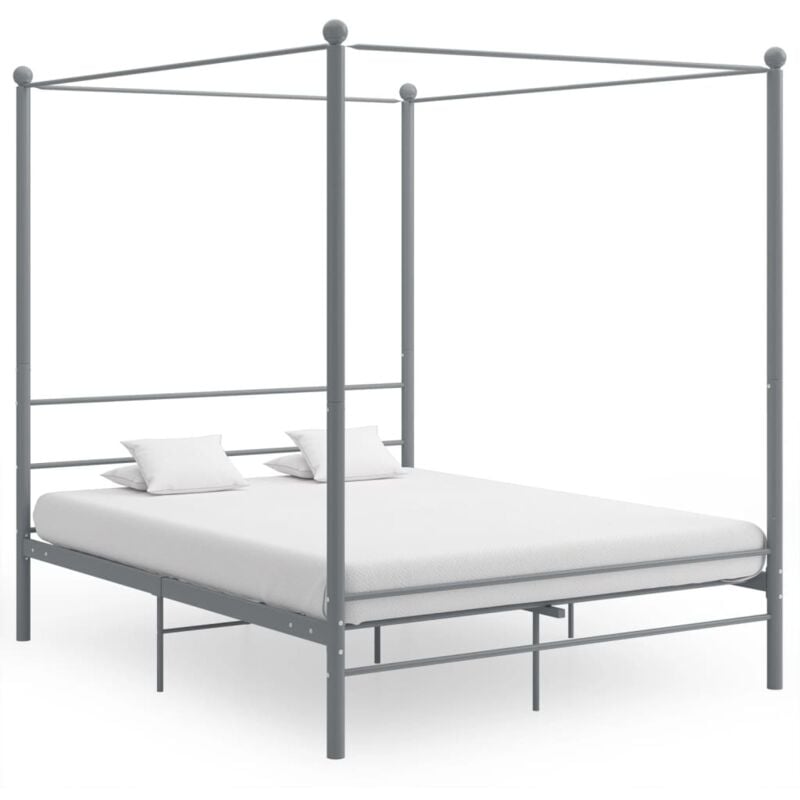Vidaxl - Cadre de lit à baldaquin Gris Métal 160x200 cm