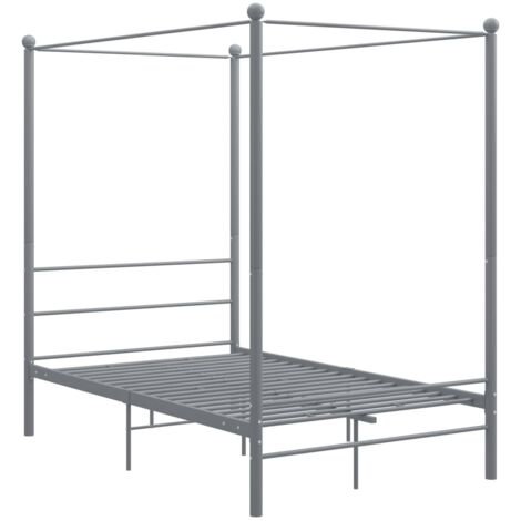 Cadre de lit à baldaquin sans matelas gris métal 140x200 cm vidaXL