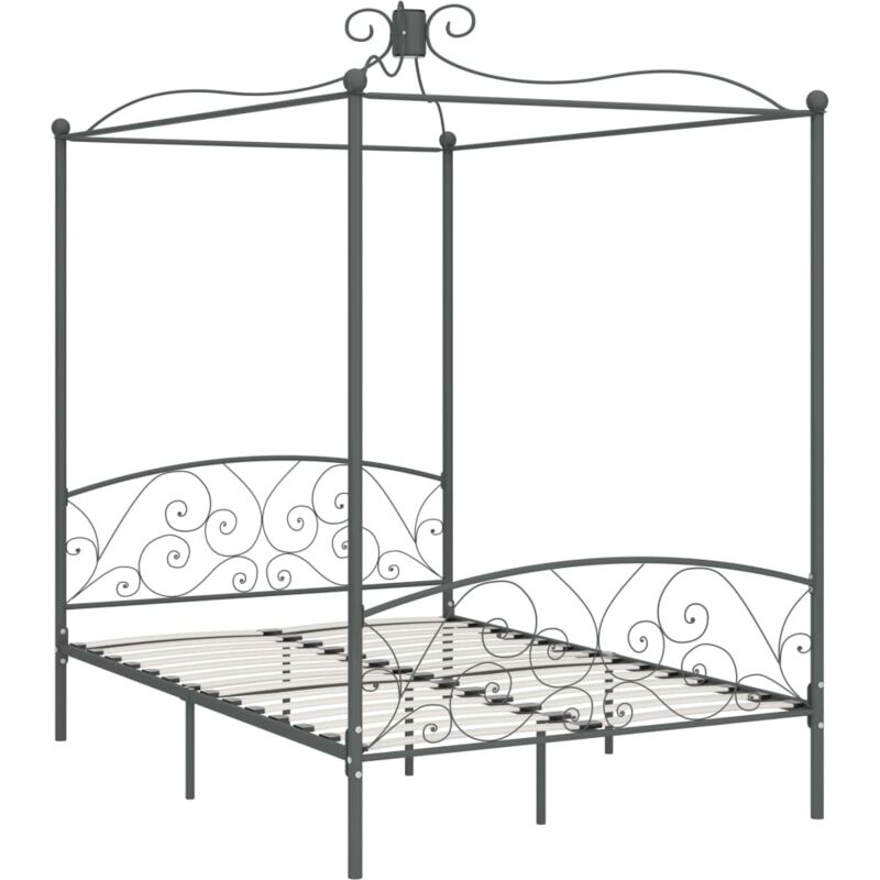 Vidaxl - Cadre de lit à baldaquin Gris Métal 140 x 200 cm