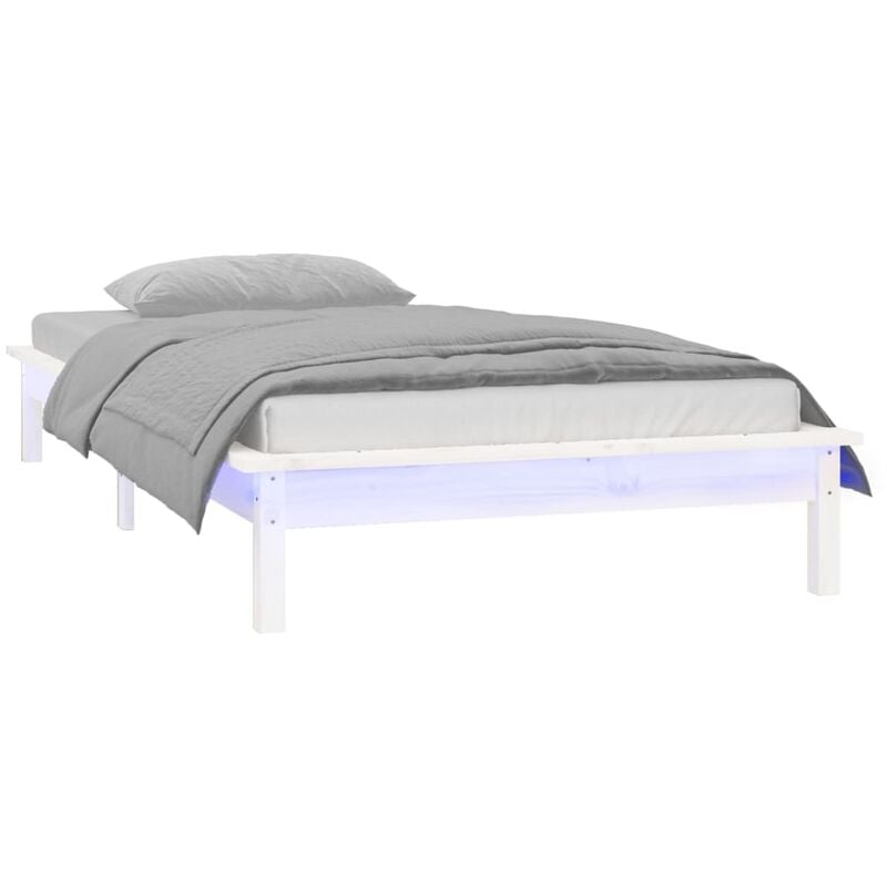 Vidaxl - Cadre de lit à led sans matelas blanc 100x200 cm bois massif