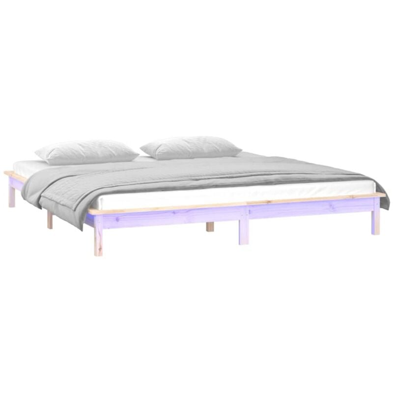 Cadre de lit à LED sans matelas 140x190 cm bois massif vidaXL