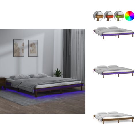 Cadre de lit à LED sans matelas 120x190 cm bois massif - Cadre De Lit - Lit En Bois - Lit Avec Éclairage LED - Chambre À Coucher - Décoration Intérieure