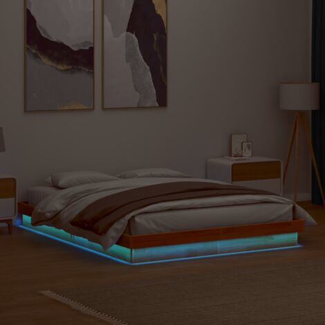 Cadre de lit à LED sans matelas 150x200 cm bois massif vidaXL