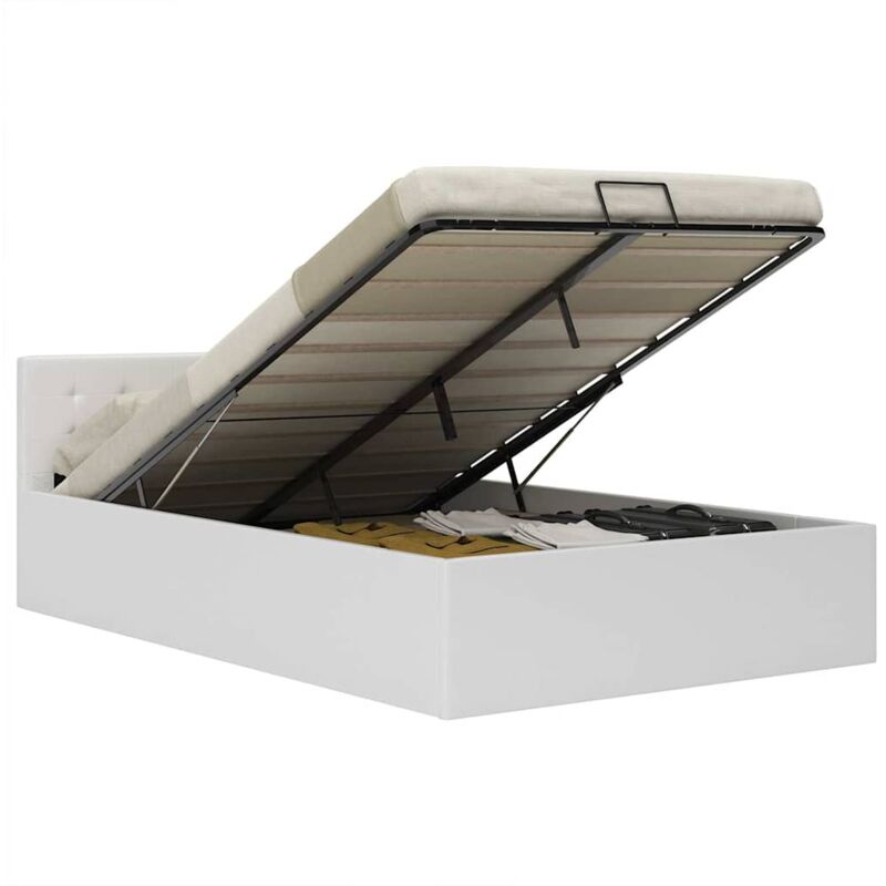 Vidaxl - Cadre de lit à rangement hydraulique Blanc Similicuir 120x200cm