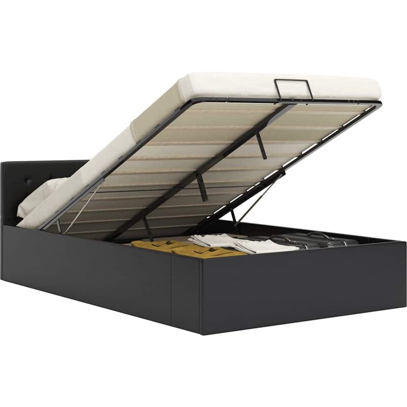 Vidaxl - Cadre de lit à rangement hydraulique Noir Similicuir 120x200 cm