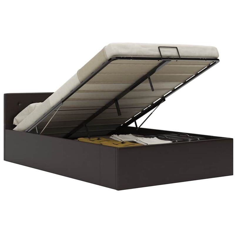 Vidaxl - Cadre de lit à rangement hydraulique Gris Similicuir 120x200 cm