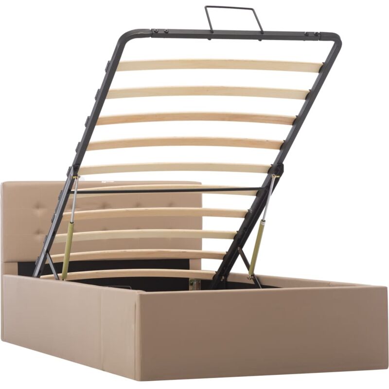 Vidaxl - Cadre de Lit à Rangement Hydraulique Cappuccino Similicuir 90x200 cm