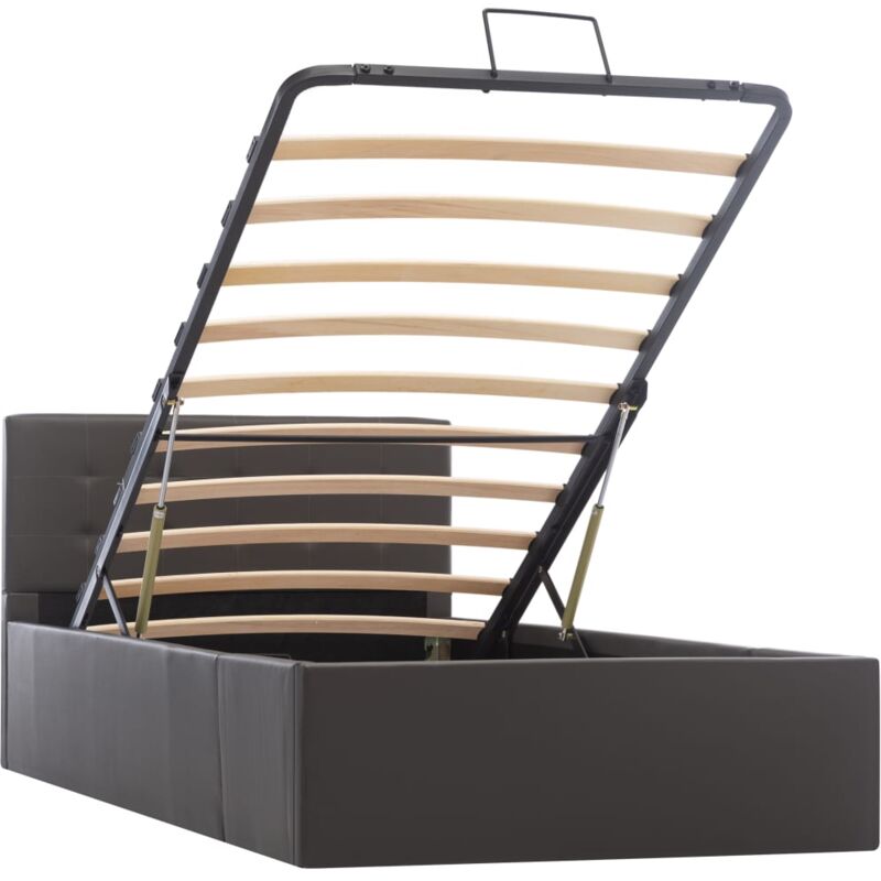 Cadre de lit à rangement hydraulique Gris Similicuir 100x200 cm