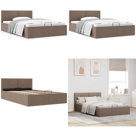 Cadre de lit à rangement hydraulique sans matelas 140x200 cm - Cadre De Lit - Lit Double - Lit Avec Rangement - Lit Hydraulique - Lit Taupe - Home & Living