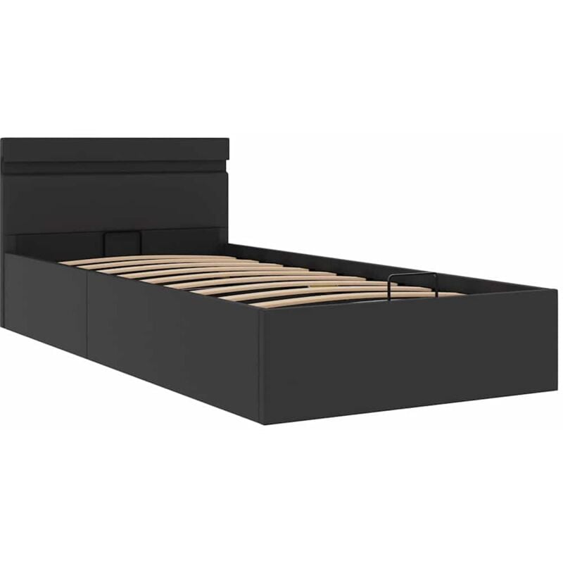 Vidaxl - Cadre de lit à rangement avec led noir similicuir 90x200 cm