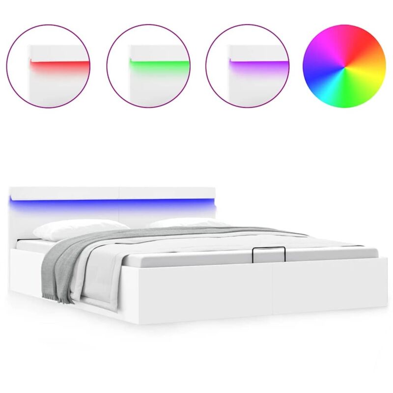 Vidaxl - Cadre de lit à rangement avec led blanc similicuir 180x200 cm