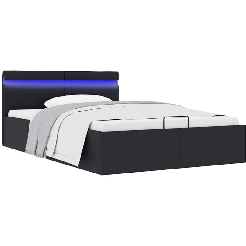 Vidaxl - Cadre de lit à rangement avec led noir similicuir 120x200 cm
