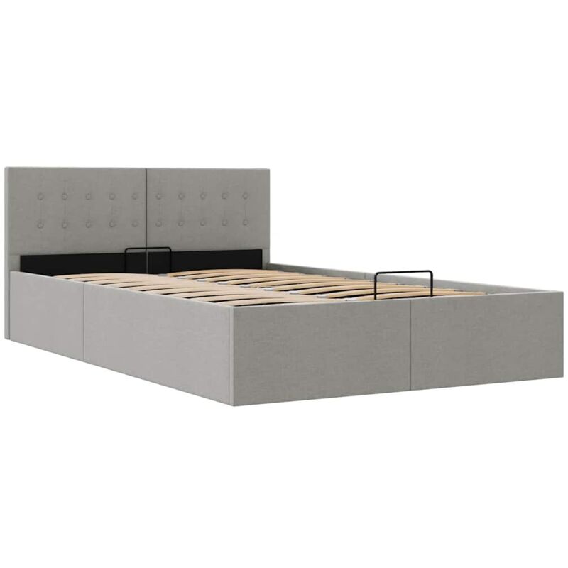 Cadre de lit à stockage hydraulique Gris clair Tissu 120x200 cm - Vidaxl