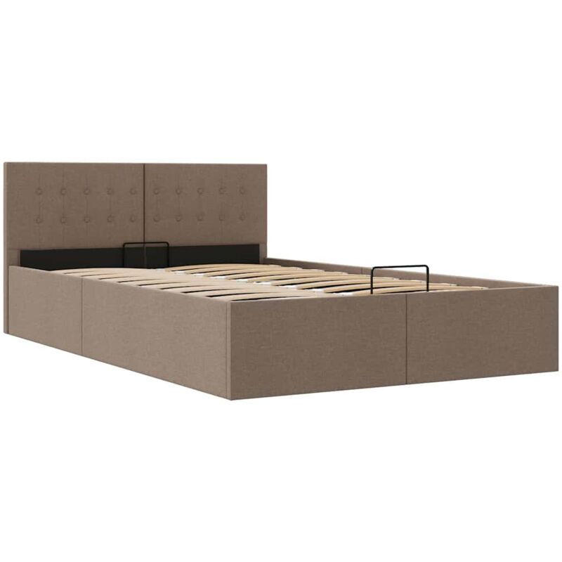Cadre de lit à stockage hydraulique Taupe Tissu 120x200 cm - Vidaxl