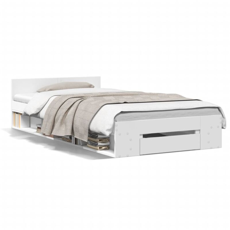 Vidaxl - Cadre de lit avec tiroir blanc 90x190 cm bois d'ingénierie