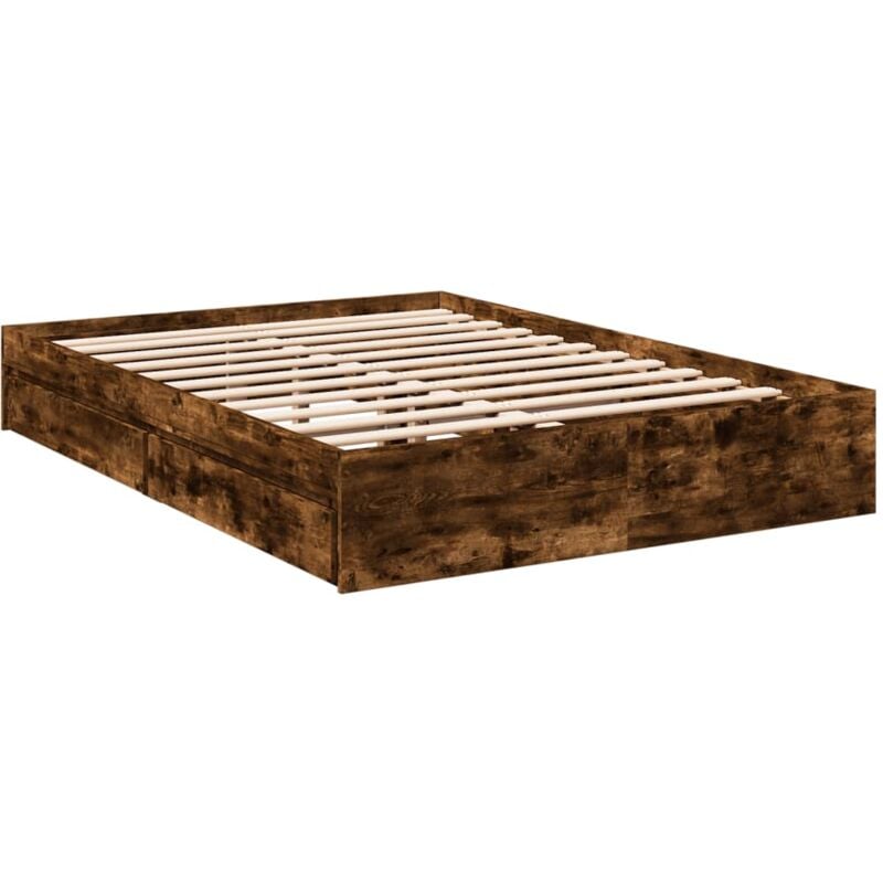 Vidaxl - Cadre de lit avec tiroirs sans matelas chêne fumé 140x190 cm