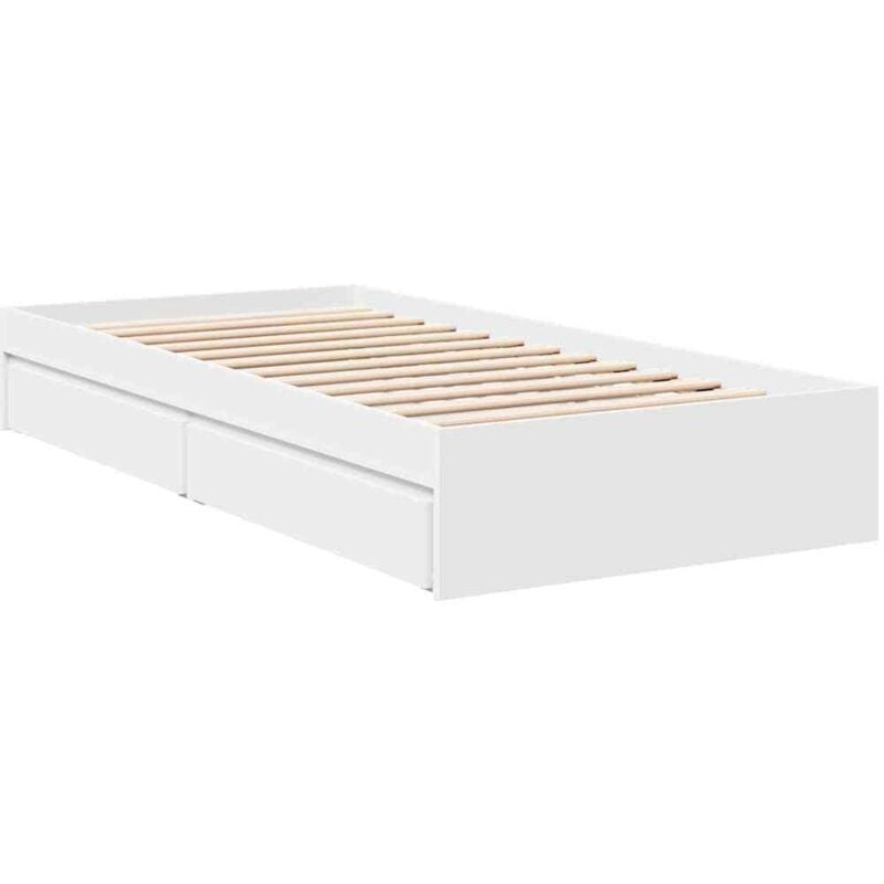 Vidaxl - Cadre de lit avec tiroirs sans matelas blanc 75x190 cm