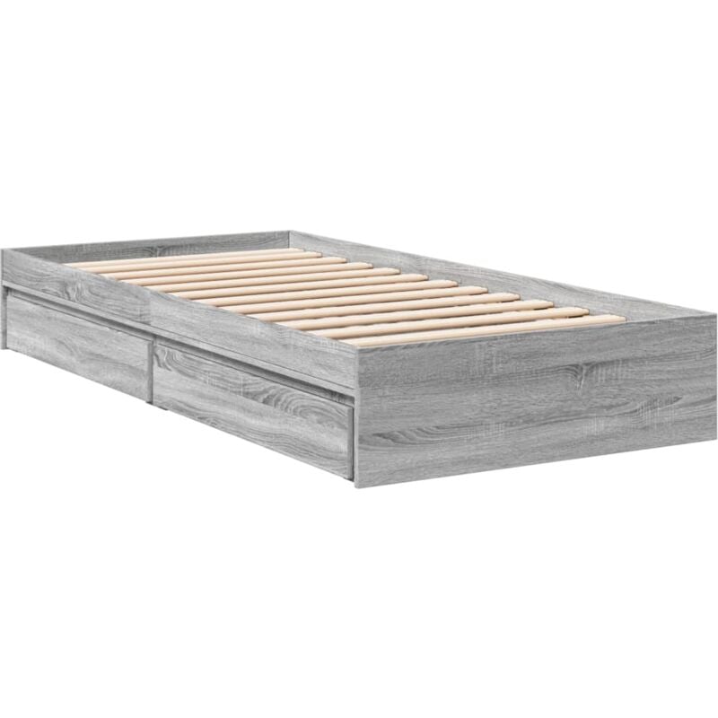 Cadre de lit avec tiroirs sans matelas sonoma gris 75x190 cm vidaXL