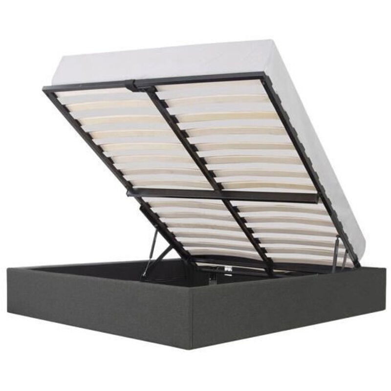 ECLIPSE Lit adulte + coffre de journée - Tissu gris foncé - 160 x 200 cm