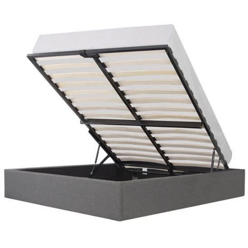 Les Tendances - Lit adulte 160 x 200 cm + coffre de rangement - Tissu gris clair - eclipse
