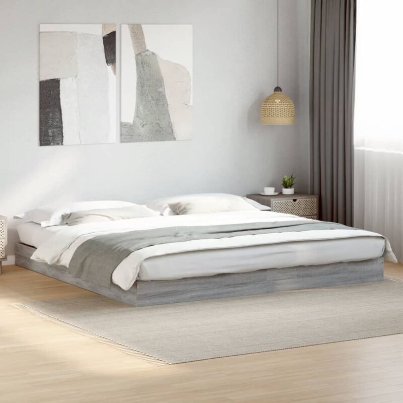 Cadre de lit sans matelas sonoma gris 200x200 cm vidaXL