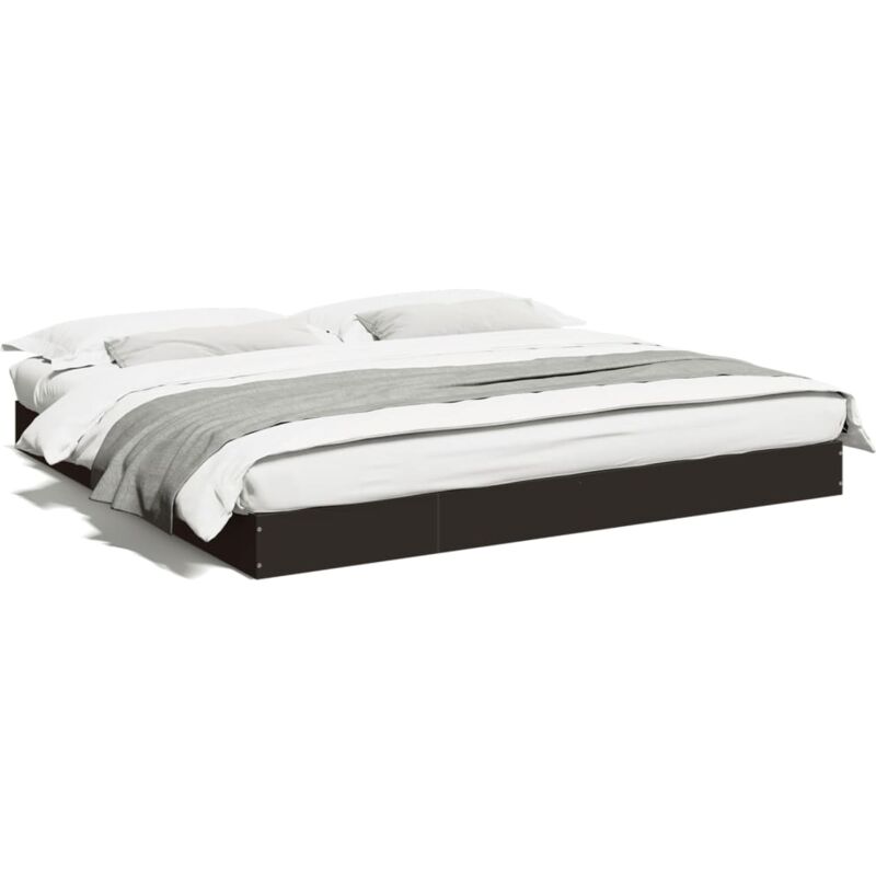 Cadre de lit noir 180x200 cm bois d'ingénierie