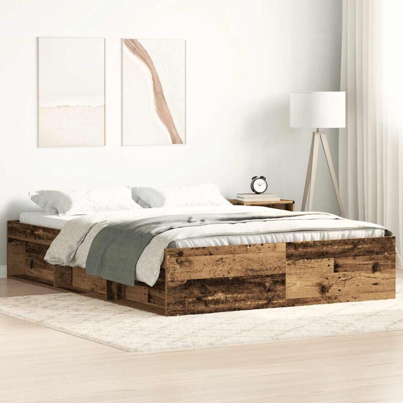 Cadre de lit sans matelas vieux bois 140x190 cm bois ingénierie Vidaxl