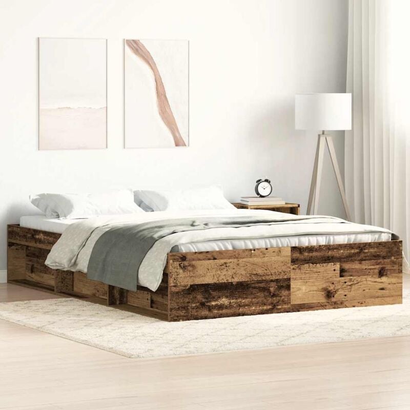 Vidaxl - Cadre de lit sans matelas vieux bois 140x200 cm bois ingénierie