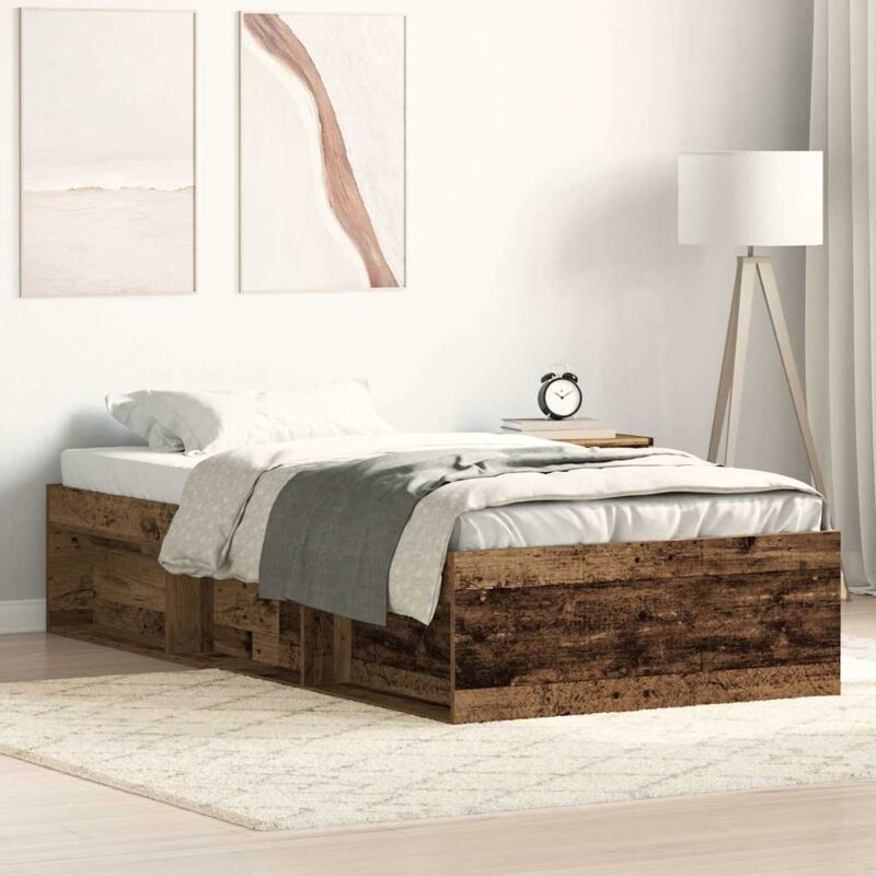 Cadre de lit sans matelas vieux bois 100x200 cm bois ingénierie vidaXL