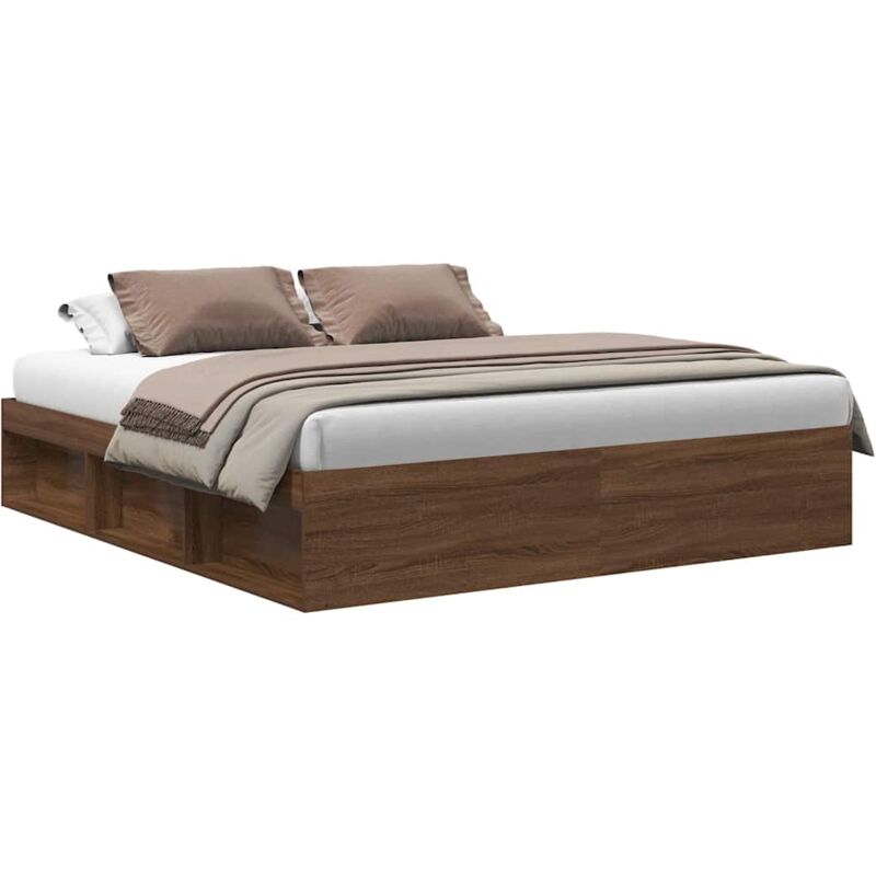 vidaXL Cadre de lit chêne marron 180x200 cm super king