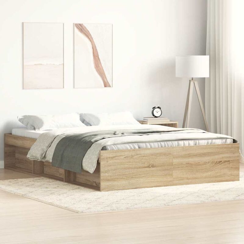 Cadre de lit sans matelas chêne sonoma 140x200 cm