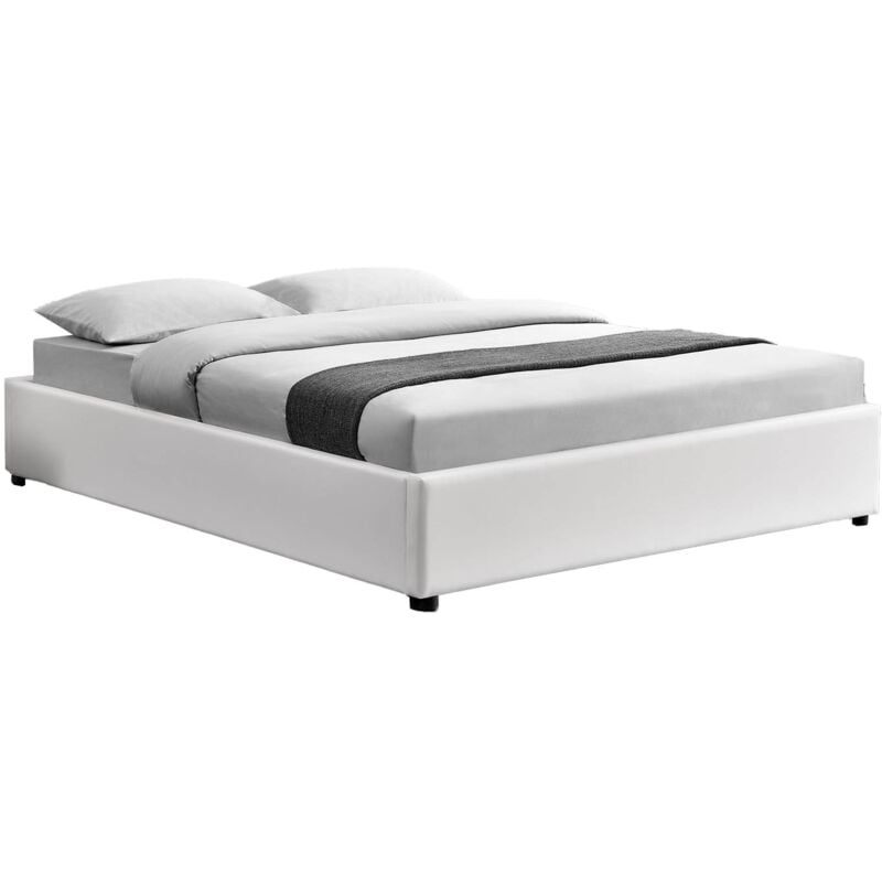 Concept-usine - Cadre de lit blanc avec coffre de rangement intégré - kennington