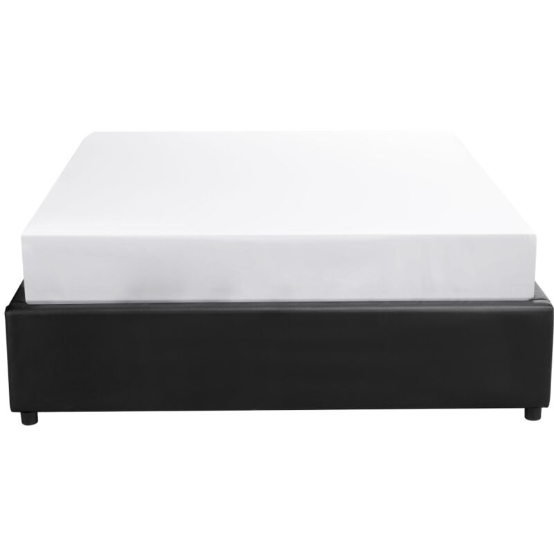Usinestreet - Cadre de lit teo avec sommier relevable à lattes en simili - Noir, Largeur - 140 cm
