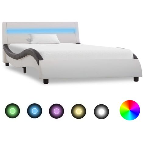 Cadre de Lit avec LED Similicuir Rembourré Multicolore Multi-taille vidaXL