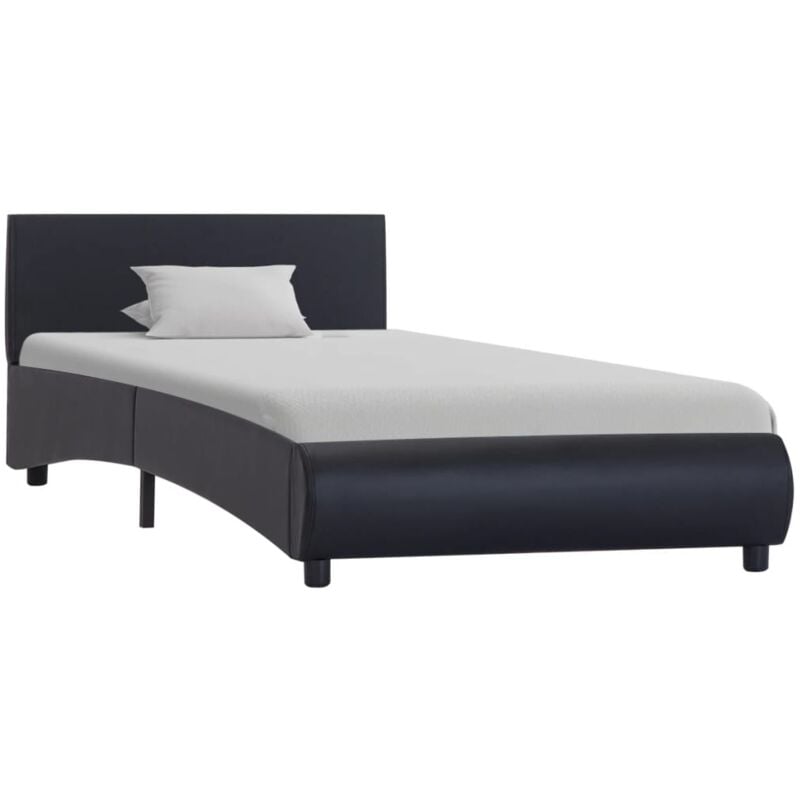 Cadre de Lit avec LED Noir Similicuir 90x200 cm