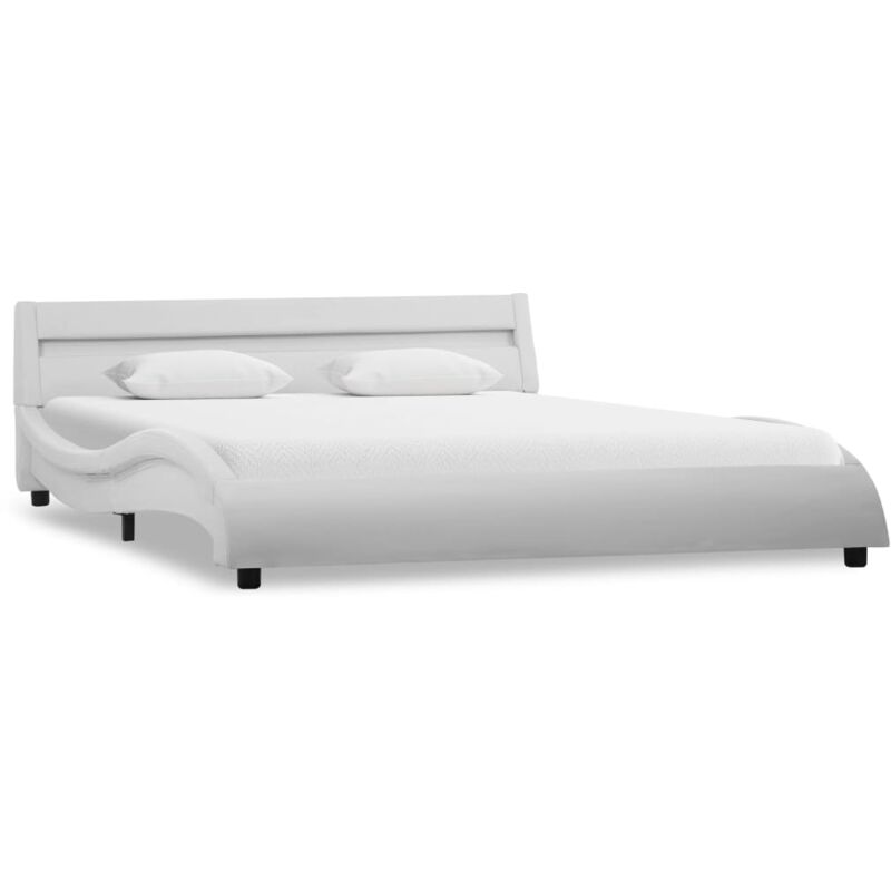 Vidaxl - Cadre de lit avec led Blanc Similicuir 140 x 200 cm