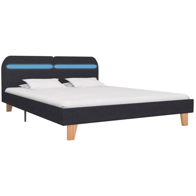 Vidaxl - Cadre de lit avec led sans matelas gris foncé tissu 180x200 cm