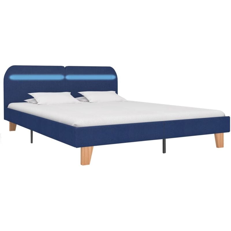 Vidaxl - Cadre de lit avec led sans matelas bleu tissu 160x200 cm