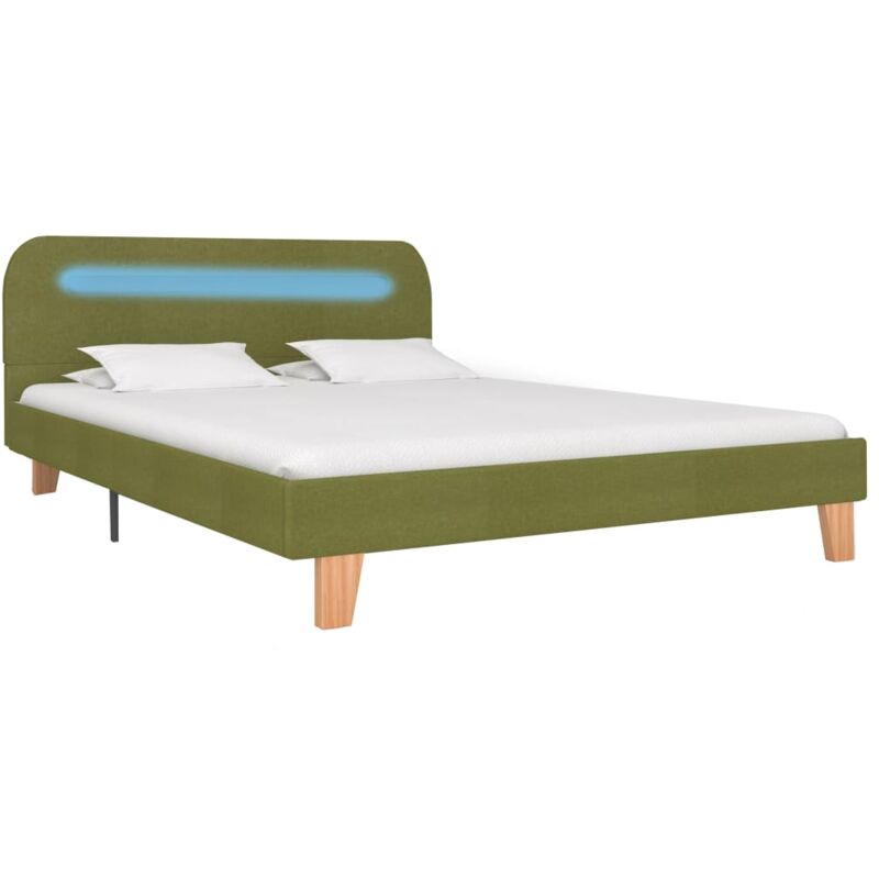 Vidaxl - Cadre de lit avec led Vert Tissu 140x200 cm