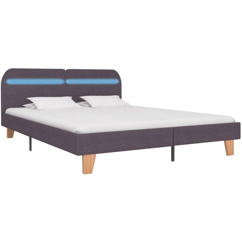 Cadre de lit avec led taupe tissu 180x200 cm - Vidaxl