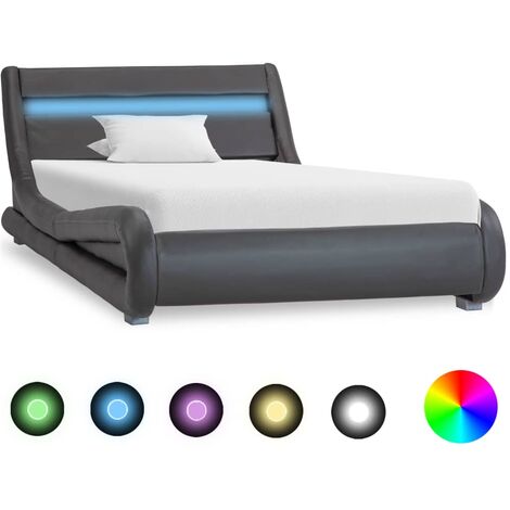 vidaXL Cadre de Lit à LED Similicuir Rembourré Adulte Multicolore Multi-taille