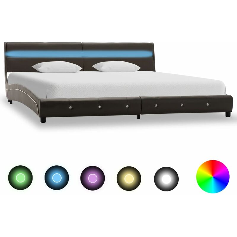 Vidaxl - Cadre de Lit avec LED Gris Similicuir 180x200 cm