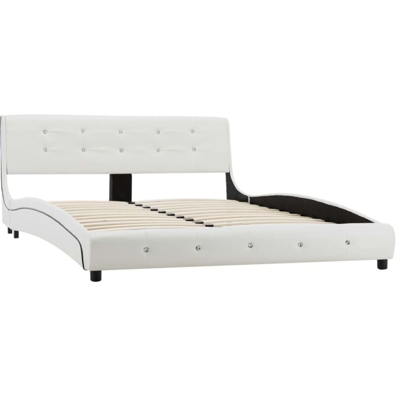 Cadre de lit Blanc Similicuir 140x200 cm - Vidaxl