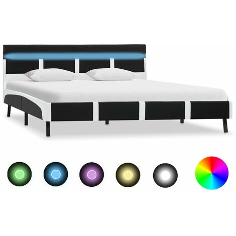 vidaXL Cadre de Lit avec LED Similicuir Rembourré Multi-taille Multicolore