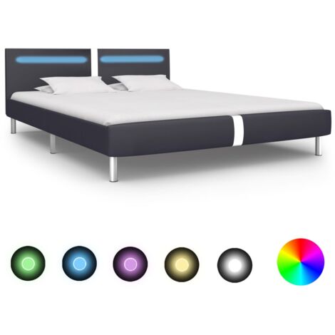 Cadre de Lit avec LED Similicuir Rembourré Multi-taille Multicolore