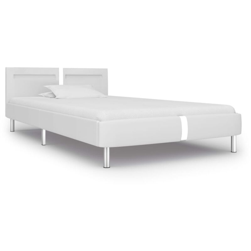 Vidaxl - Cadre de lit avec led sans matelas blanc similicuir 90x200 cm